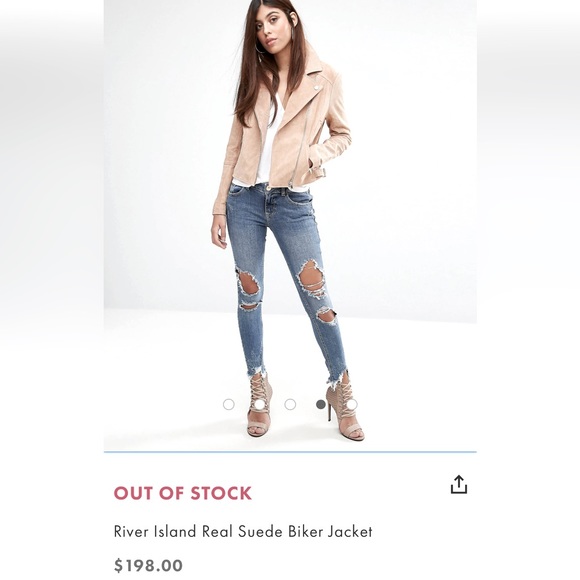 NWOT River Island Suede Biker Jacket in Desert Blush Size 10 $130 (RRP $198)💛. - Picture 3 of 8